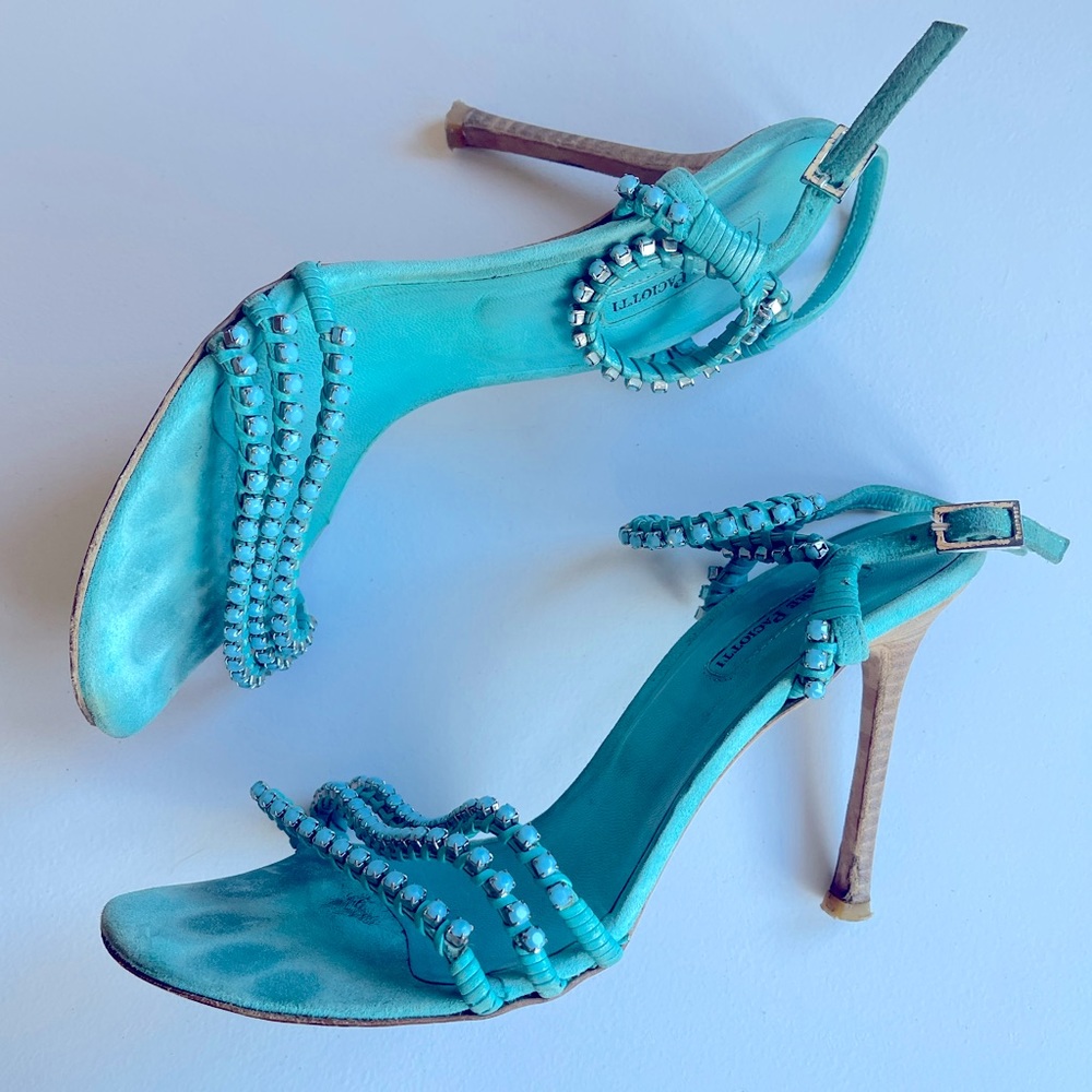 CEASARE PACIOTTI | TURQUOISE BEAD SUEDE HEELS